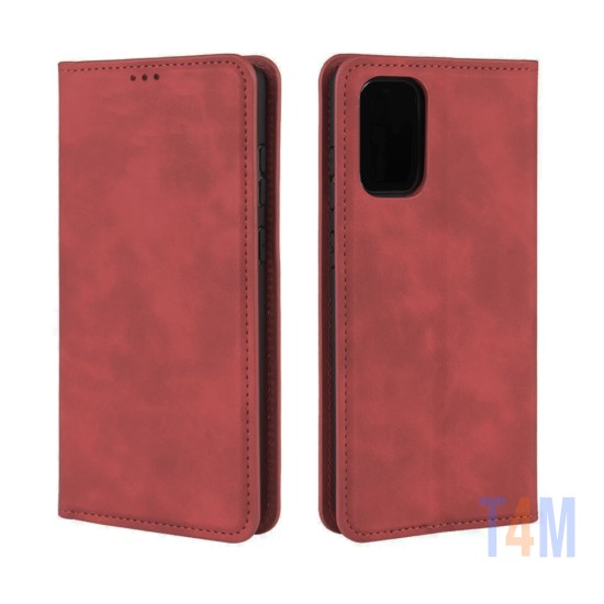 Capa Flip de Couro com Bolso Interno para Samsung Galaxy S20 FE Vermelho